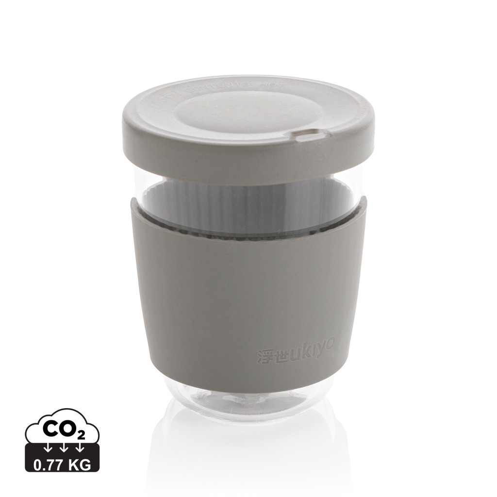 Ukiyo borosilicaat glas met siliconen deksel en sleeve