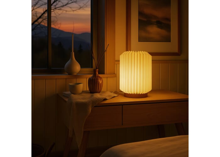 Coollux vouwbare papieren LED lamp Aurora op houten voet, 22cm