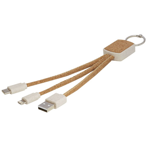 Bates 3-in-1 oplaadkabel van tarwestro en kurk
