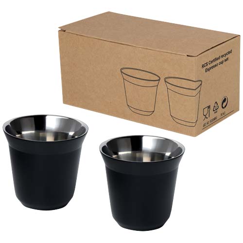 Duo 80 ml RCS gecertificeerde roestvrijstalen espressokopjesset