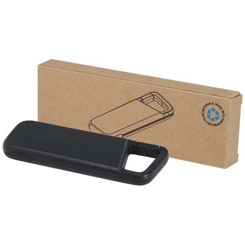 Alkes waterbestendige powerbank van 5000 mAh 12 W van gerecycled plastic met karabijnhaak