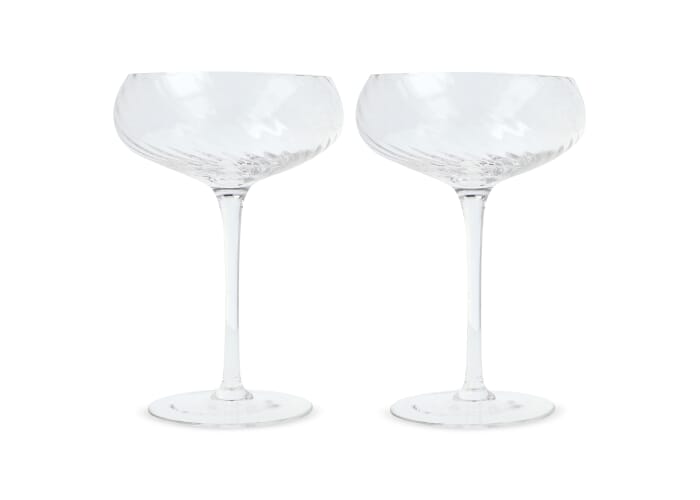 Byon Opacity set van 2 champagneglazen met stijlvol glas patroon 300ml