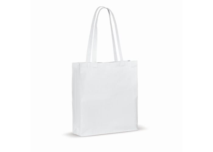 Draagtas gerecycled katoen met bodem 140g/m² 38x10x42cm